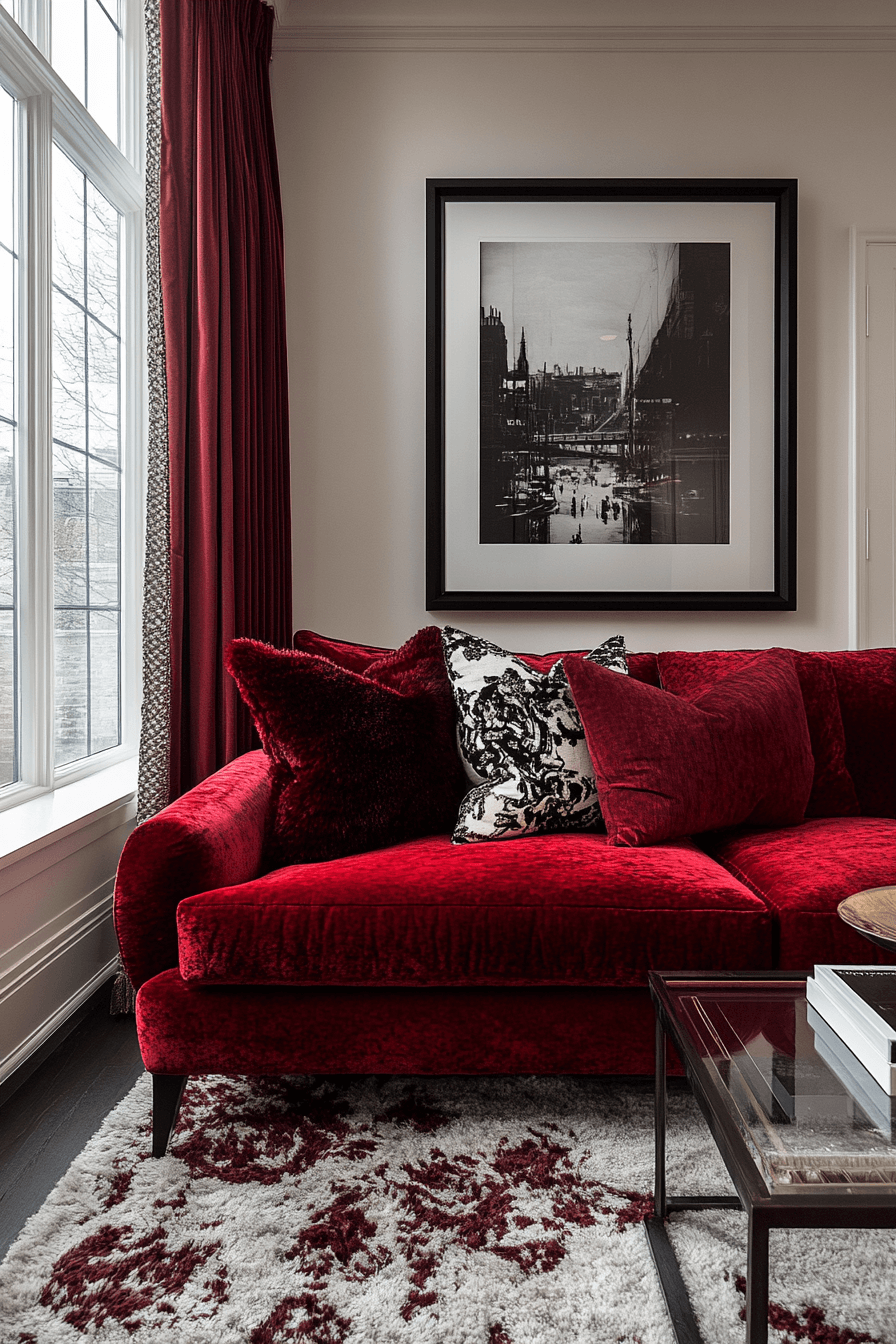 29 Red Couch Living Rooms That Bring Bold Style and Cozy Warmth 22 red couch living room