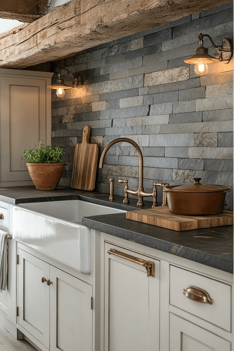 stone backsplash kitchen