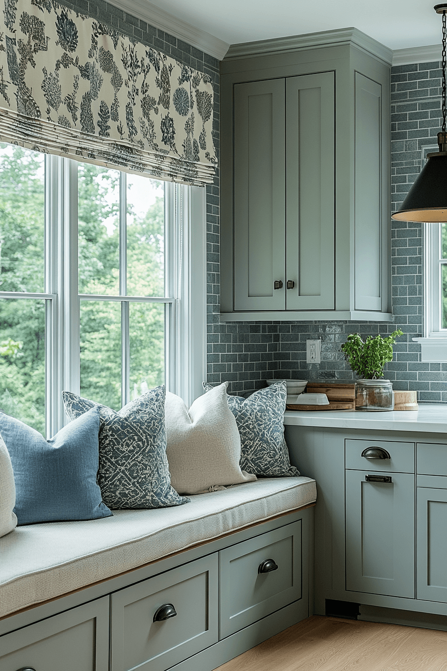 pewter green kitchen cabinets