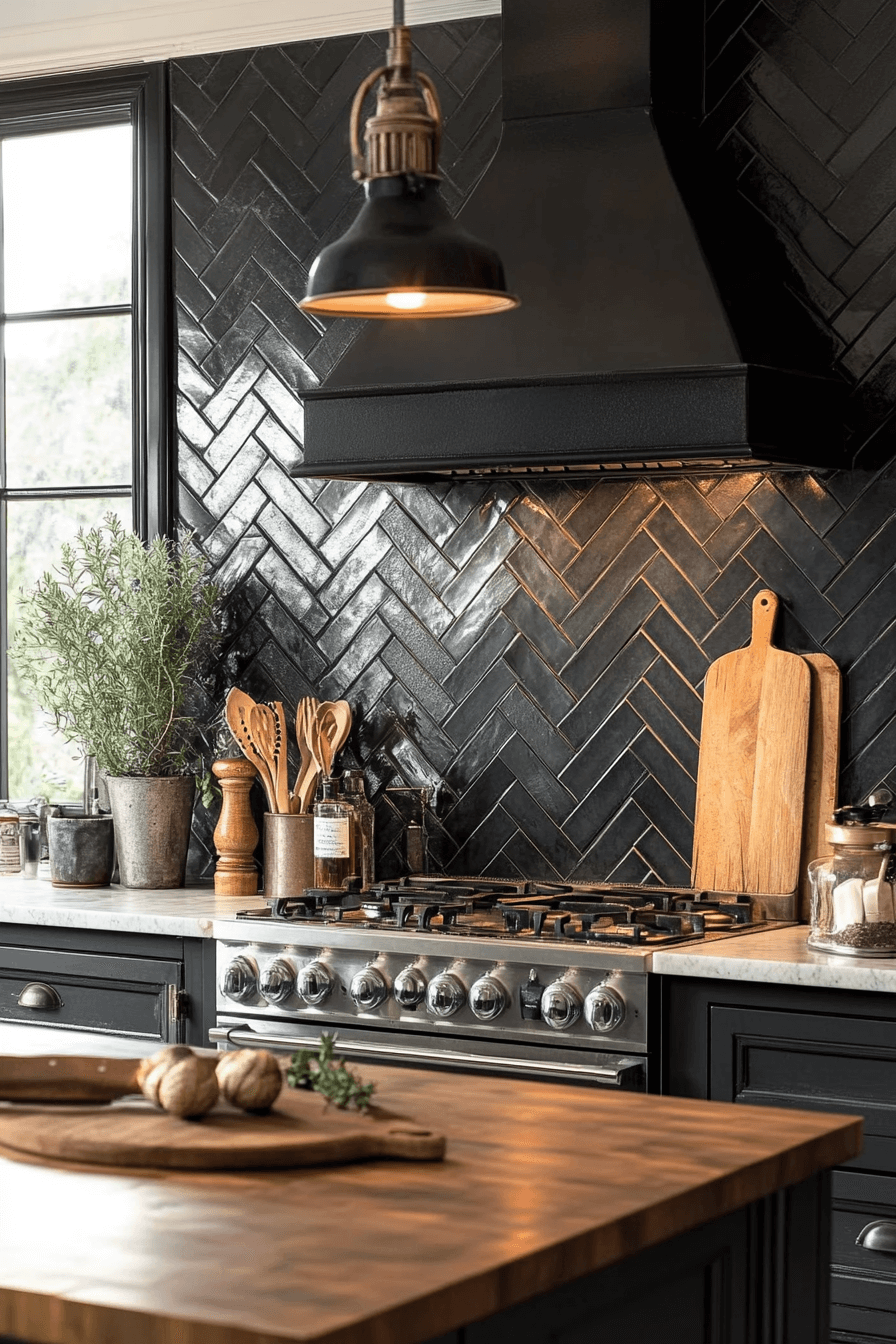 herringbone backsplash