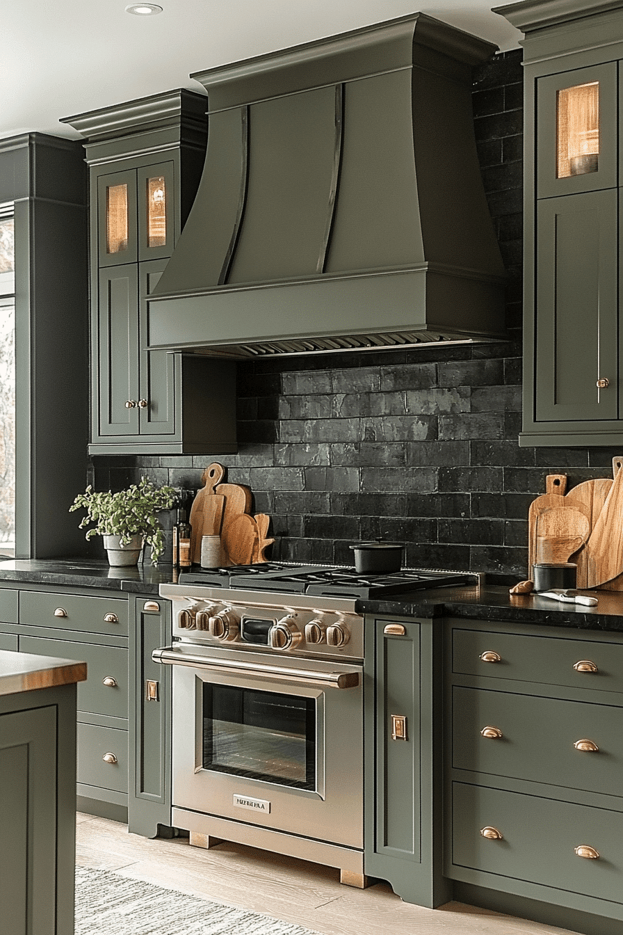 olive green kitchen cabinets