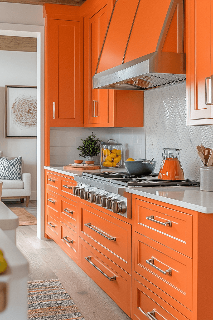 orange kitchen cabinets