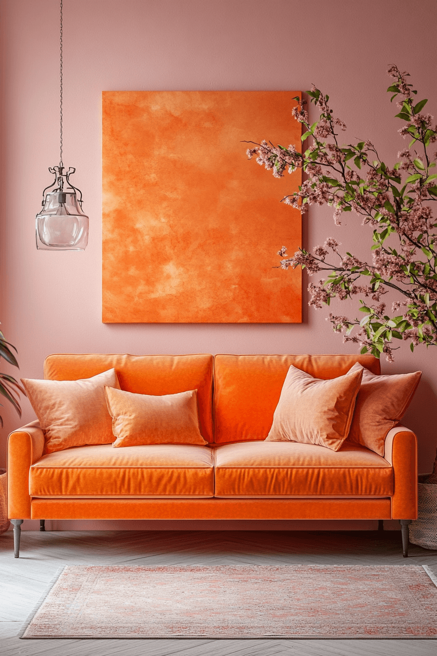 orange couch living room