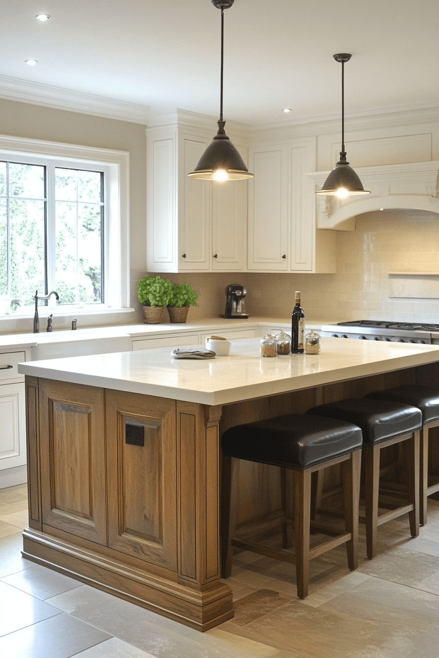 white and wood kitchen cabinets