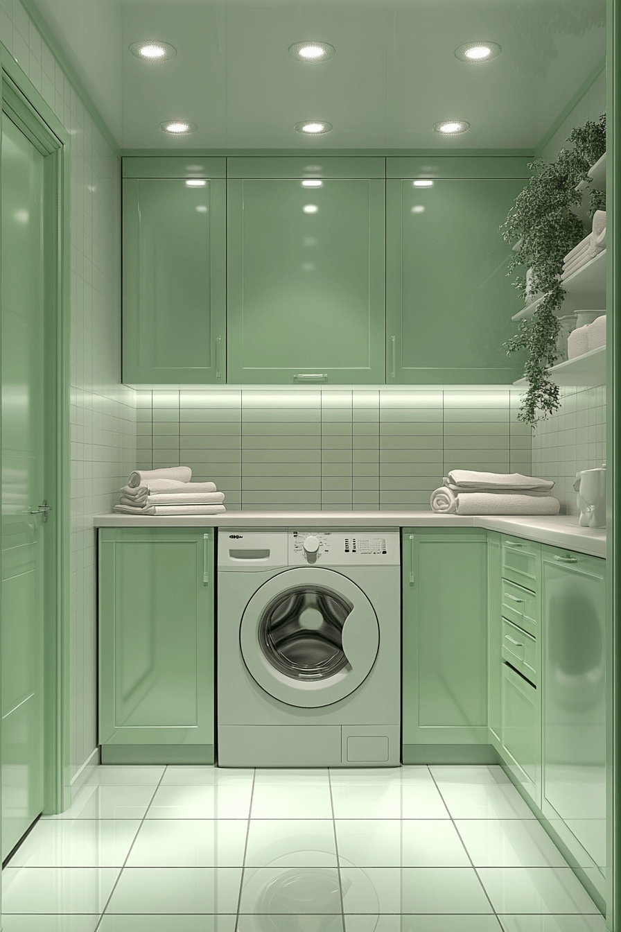 Beautiful view of Green Laundry Room Design