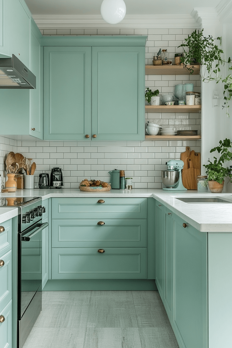 29 Mint Green Kitchen Cabinets That Bring Fresh Charm and Cheerful Style 24 mint green kitchen cabinets