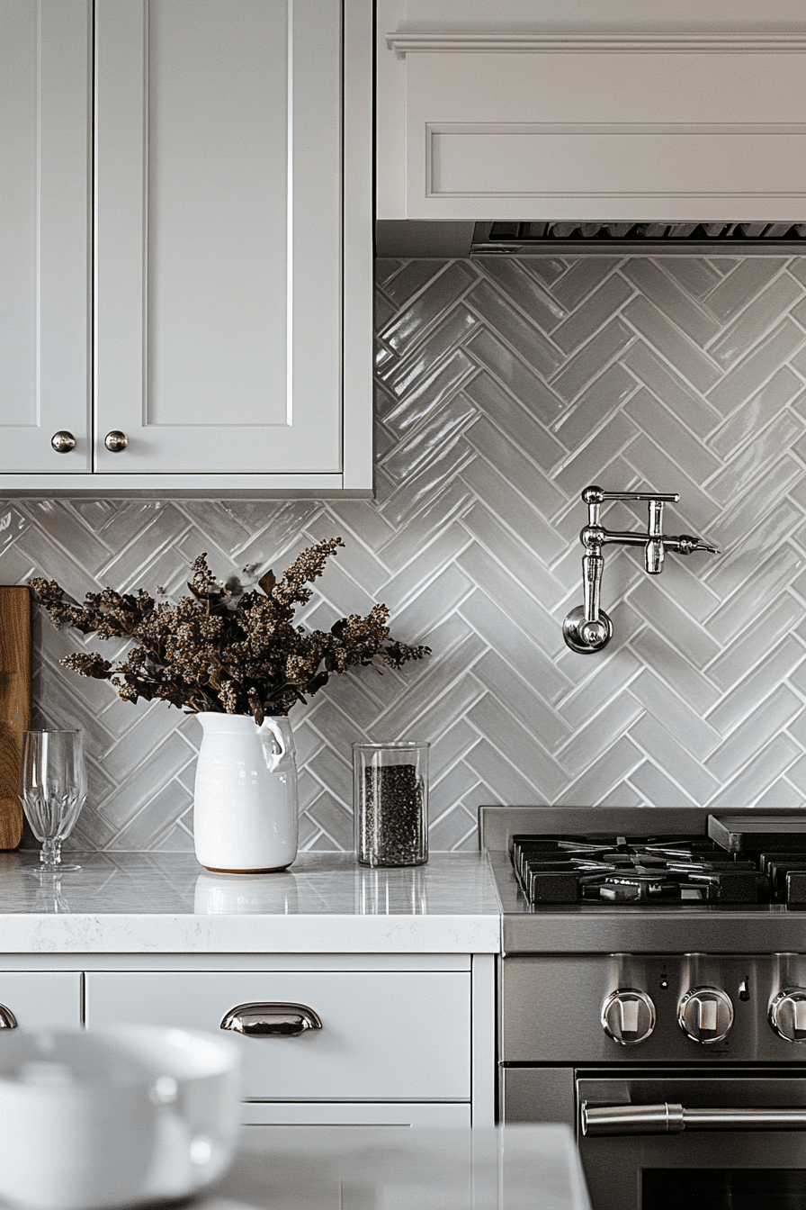 herringbone backsplash