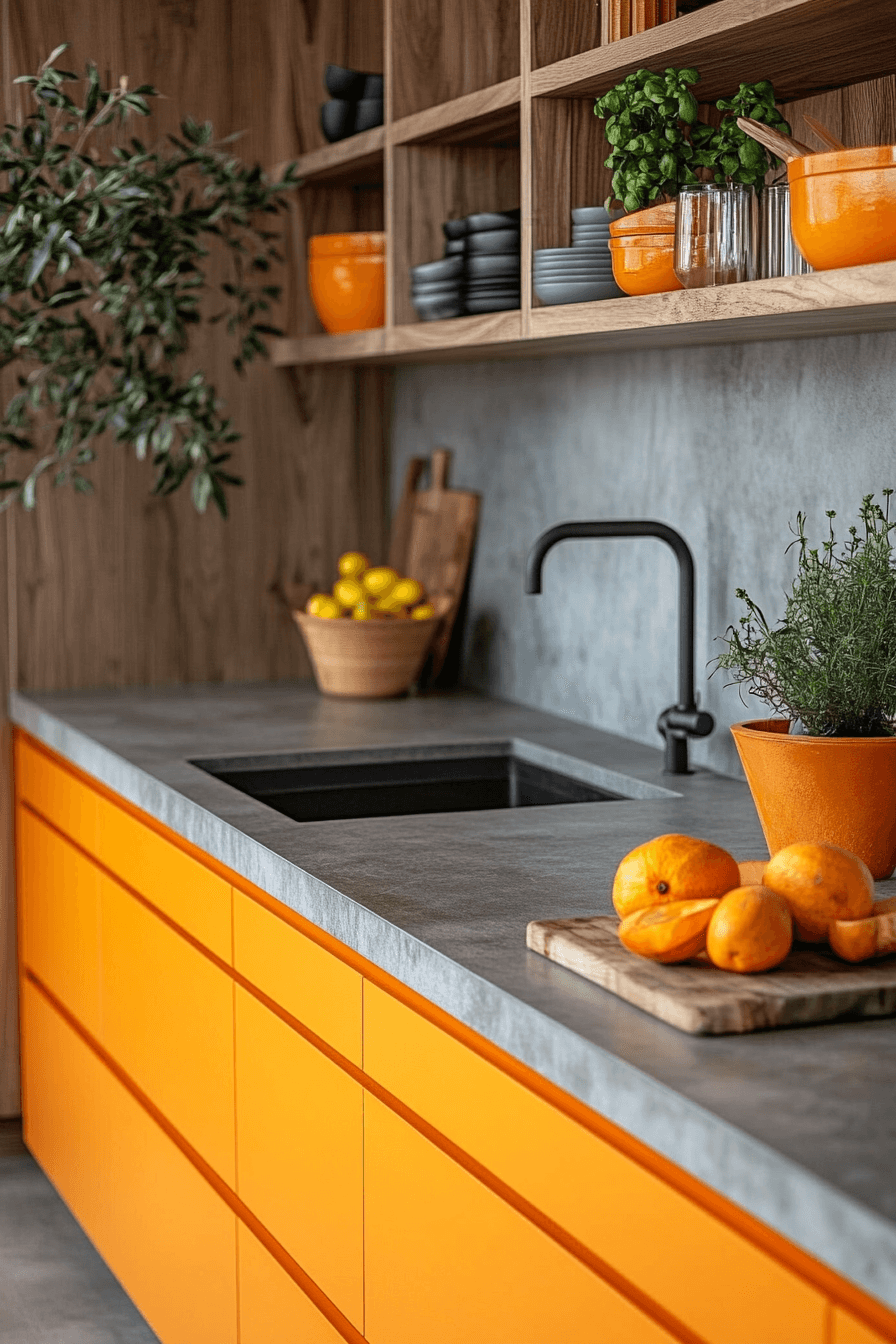 orange kitchen cabinets