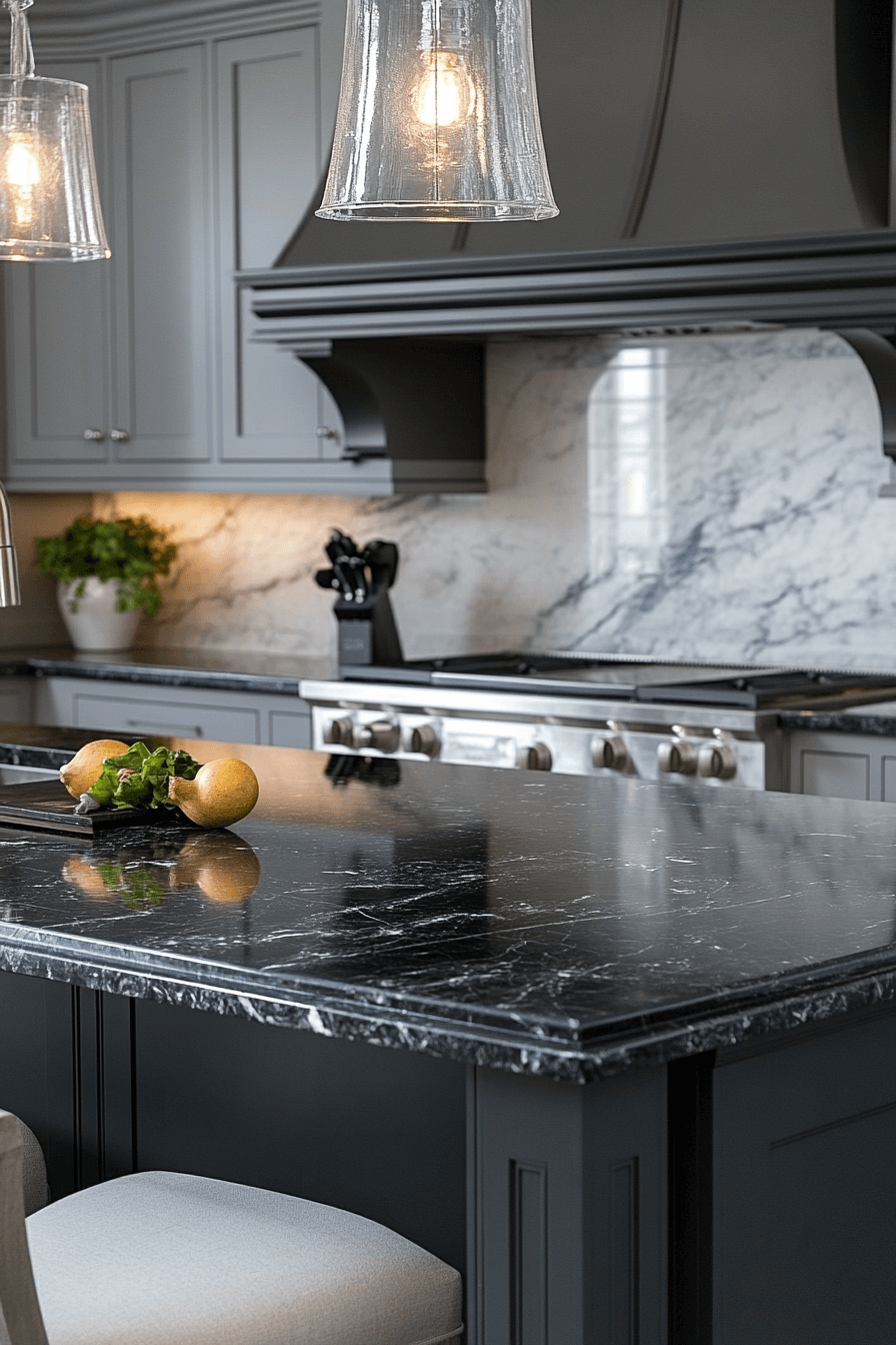 black marble countertops