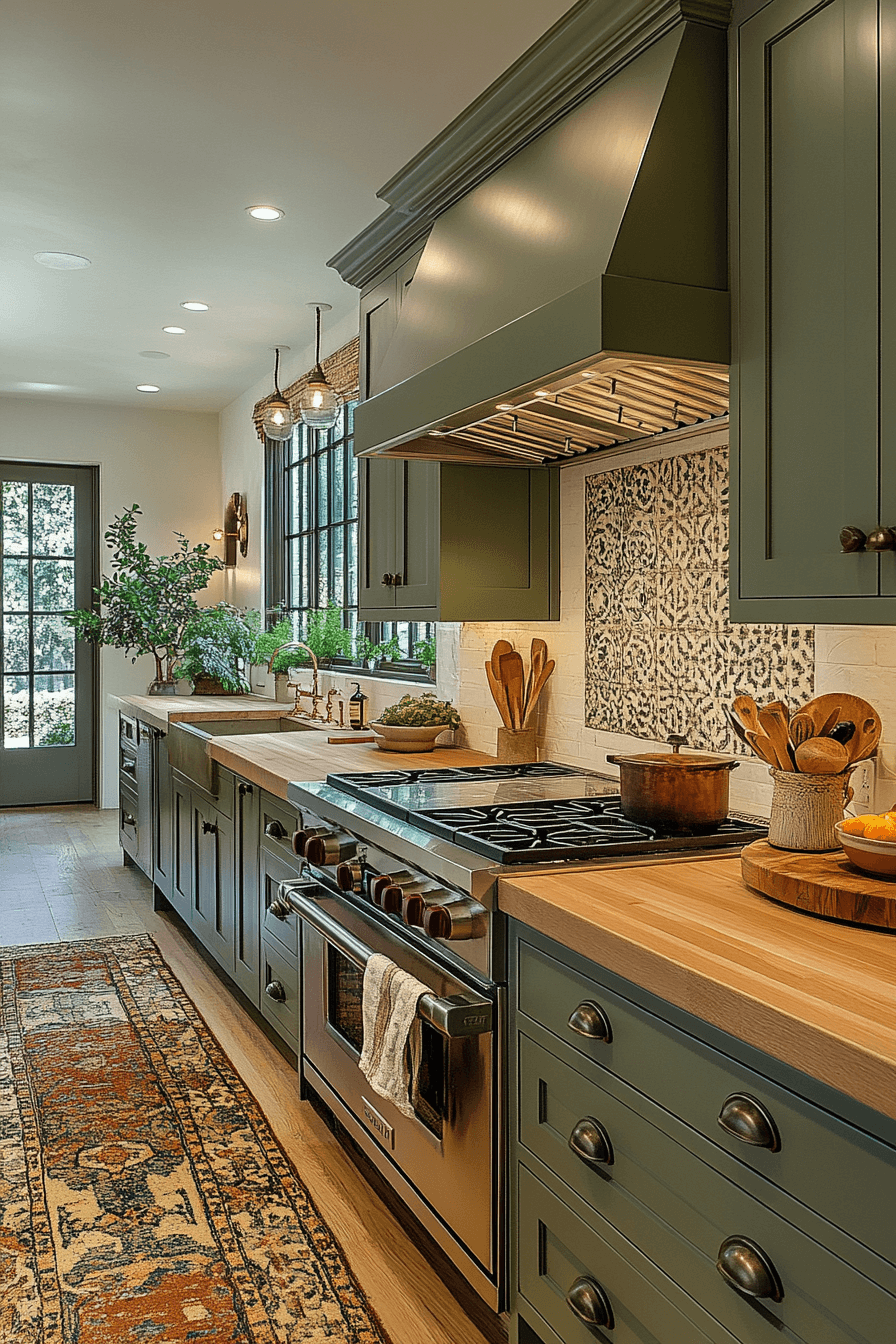 olive green kitchen cabinets