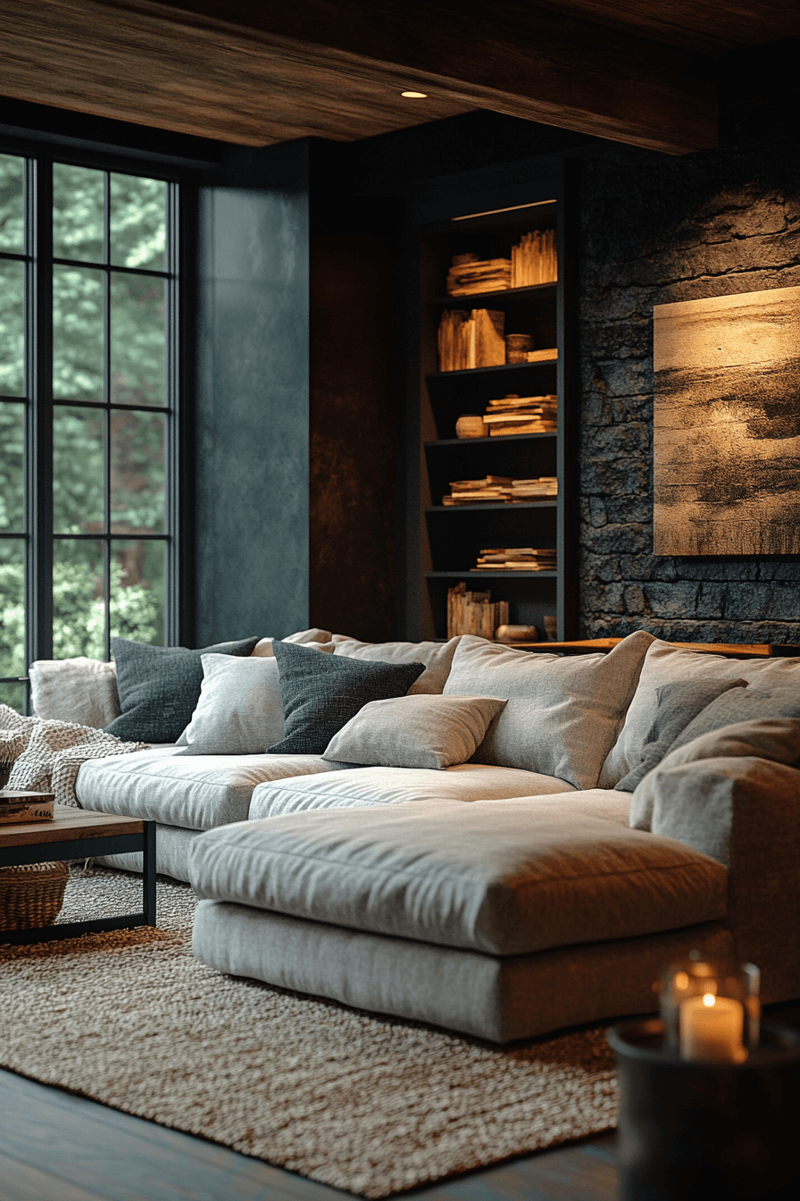 dark cottagecore living room