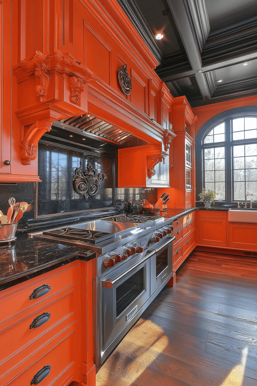 orange kitchen cabinets