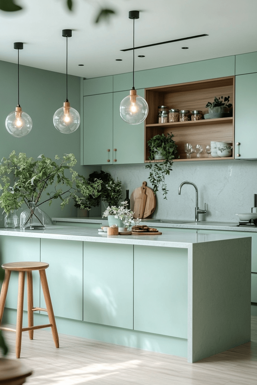 29 Mint Green Kitchen Cabinets That Bring Fresh Charm and Cheerful Style 26 mint green kitchen cabinets