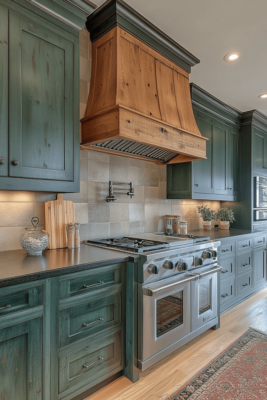 emerald green kitchen cabinets