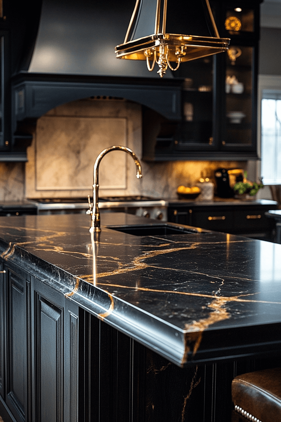 black marble countertops