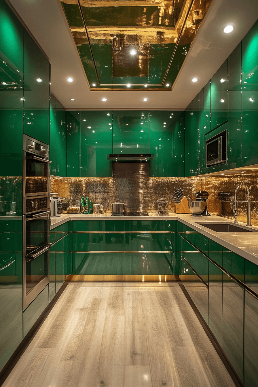 emerald green kitchen cabinets