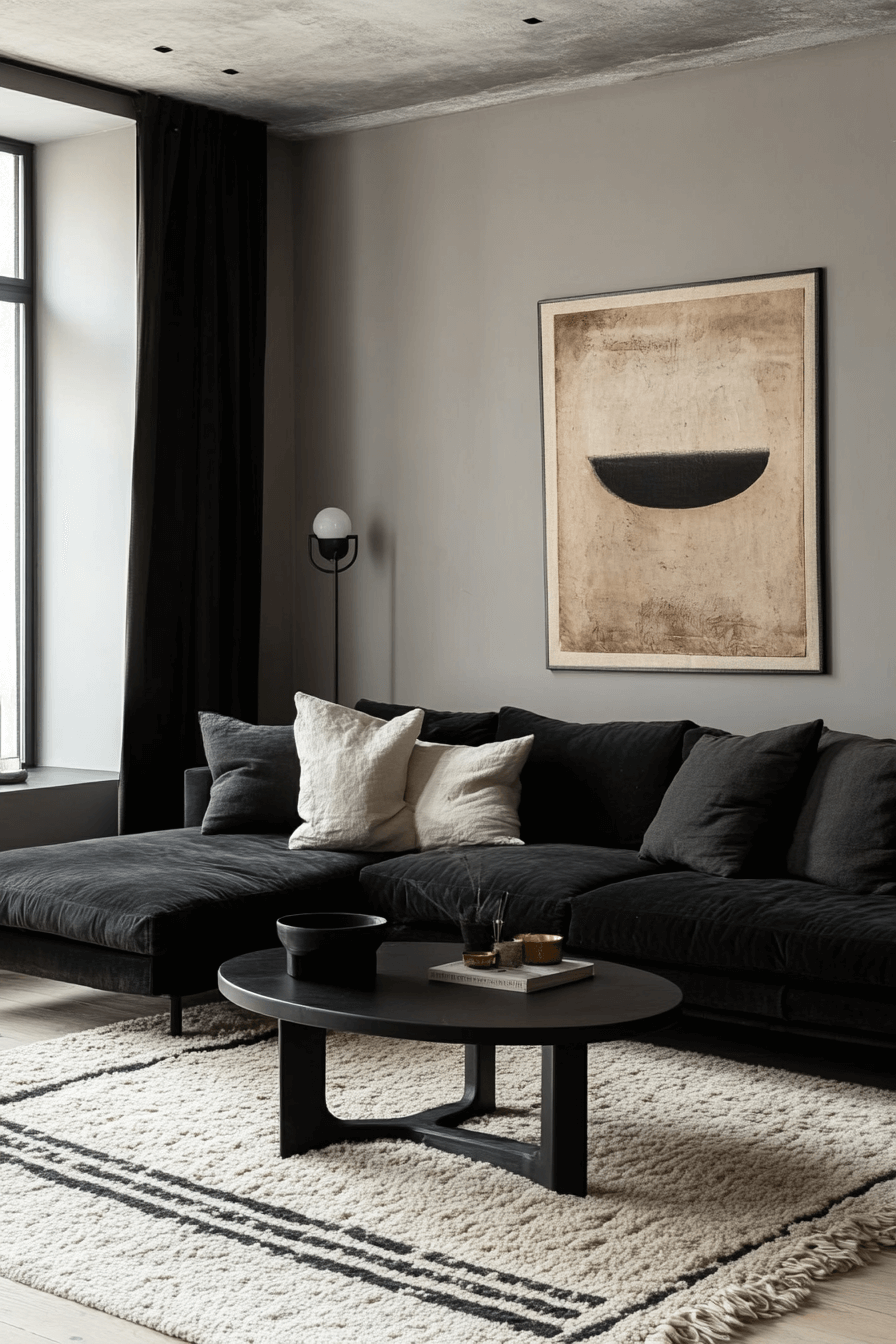 dark couch living room