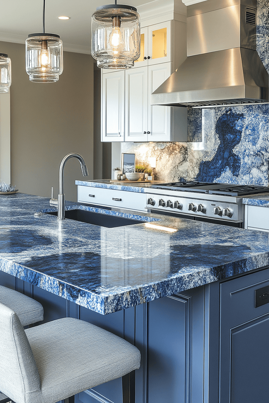blue granite countertops