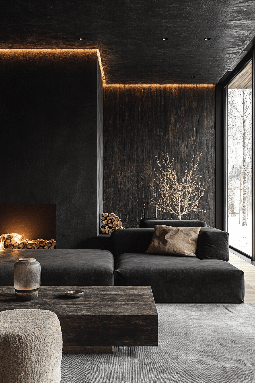 dark cottagecore living room