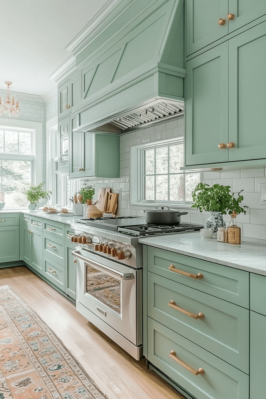 29 Mint Green Kitchen Cabinets That Bring Fresh Charm and Cheerful Style 27 mint green kitchen cabinets
