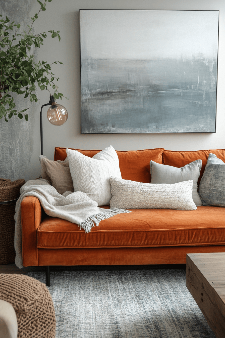 rust couch living room ideas