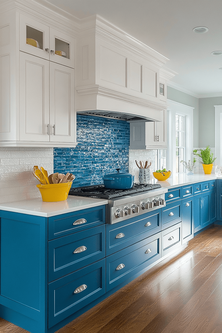 29 Blue and White Kitchen Cabinets That Bring Fresh Style and Lasting Charm 27 blue and white kitchen cabinets
