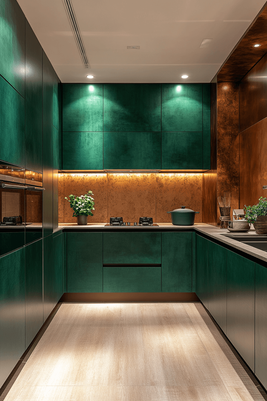 emerald green kitchen cabinets
