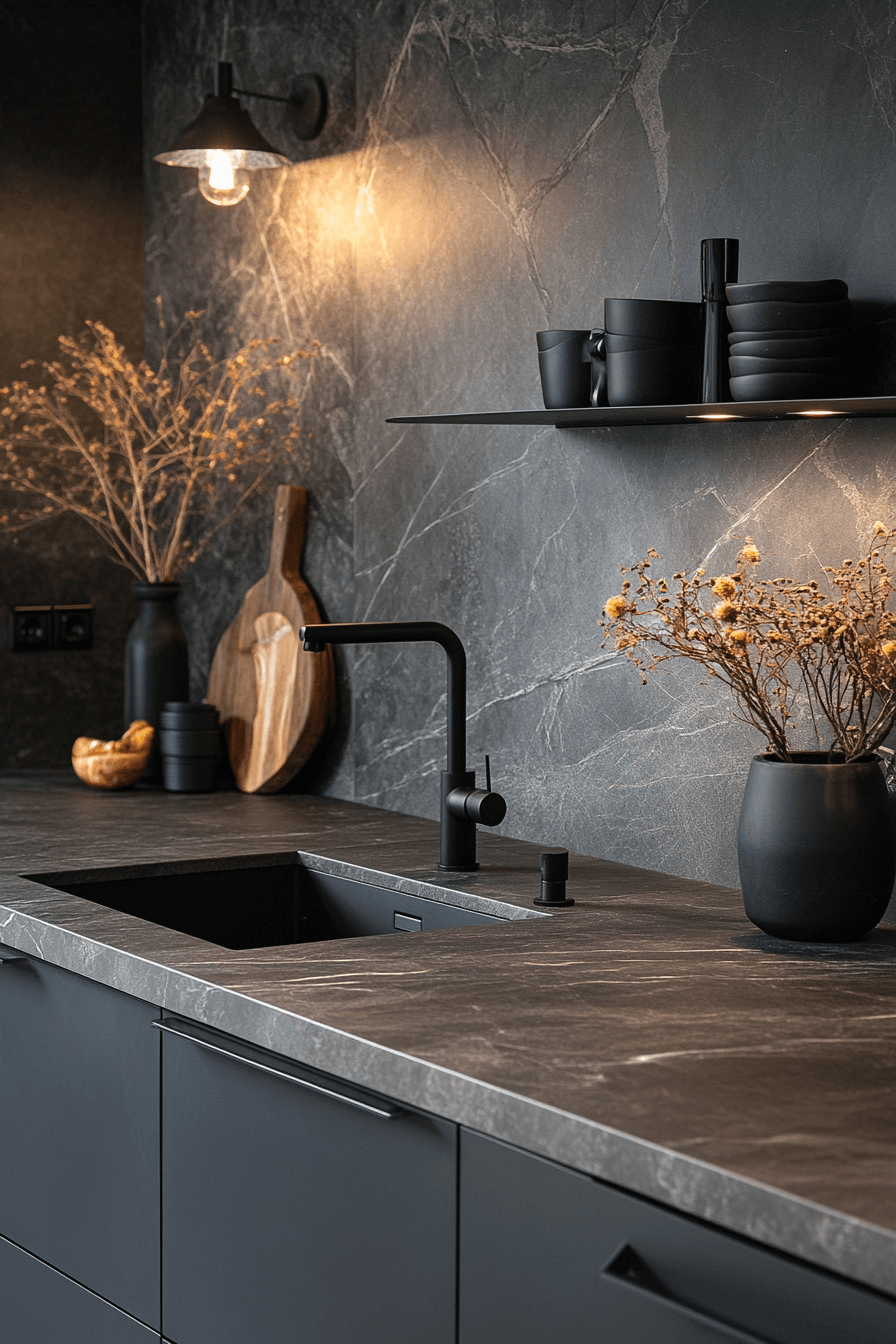 black marble countertops