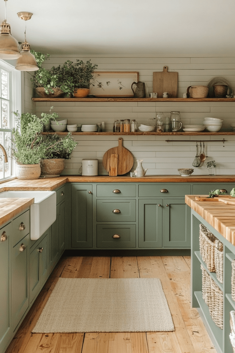 pewter green kitchen cabinets