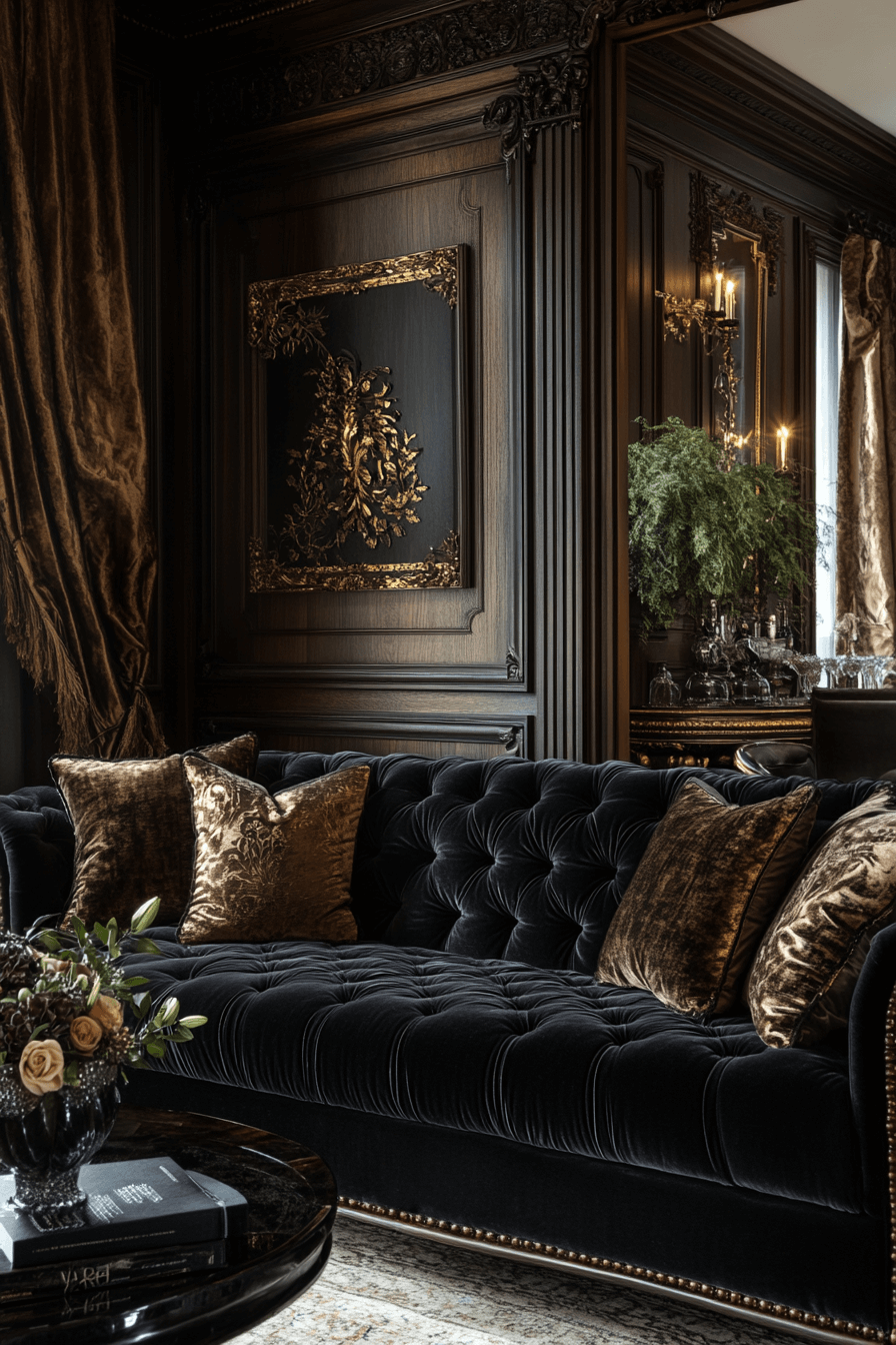 dark couch living room