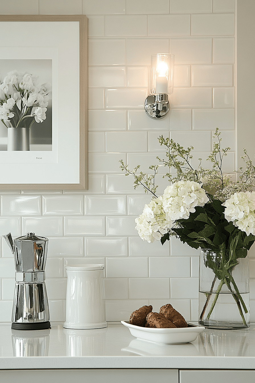 white backsplash kitchen