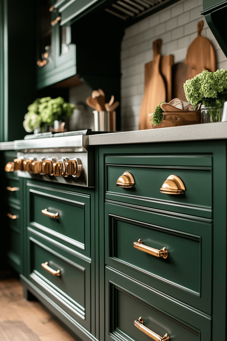 emerald green kitchen cabinets