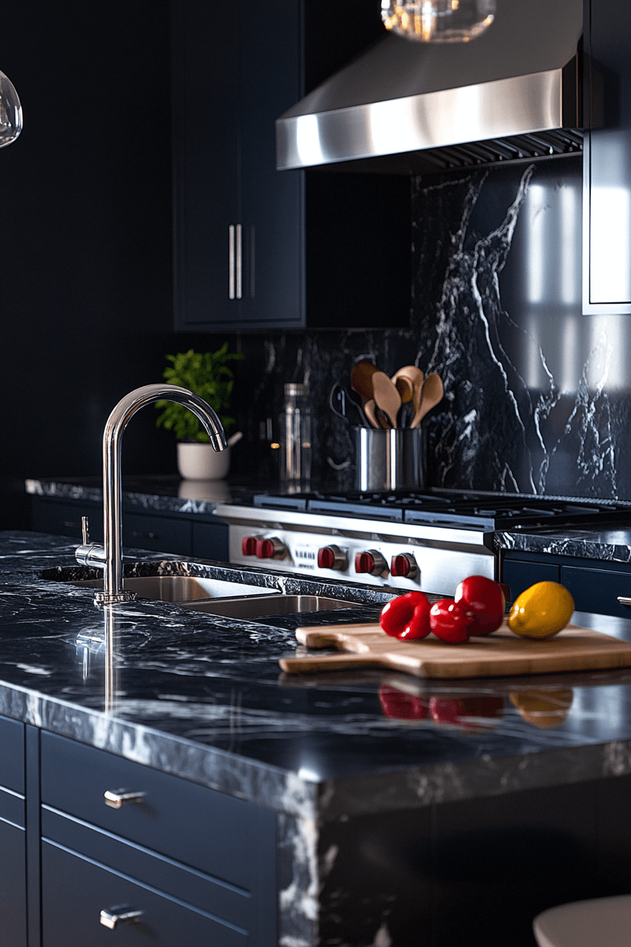 black marble countertops