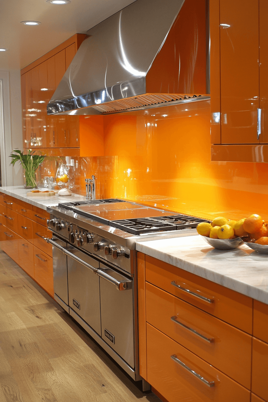 orange kitchen cabinets