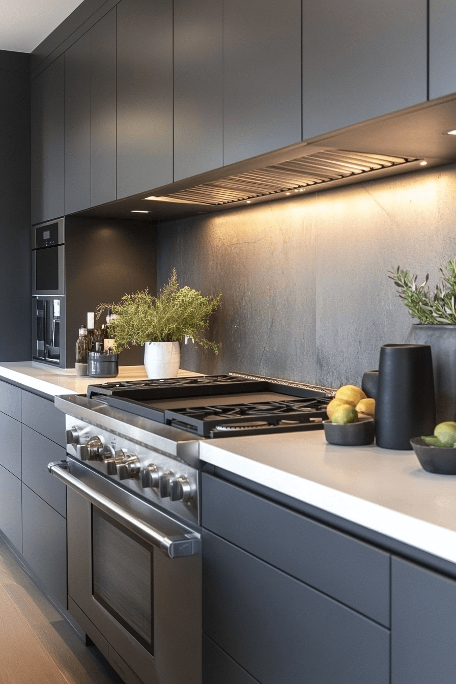 grey and white kitchen cabinets