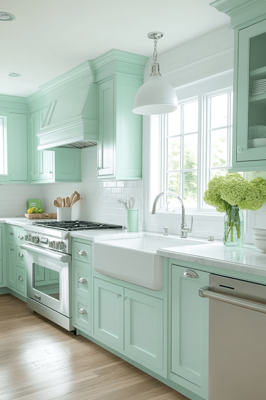 29 Mint Green Kitchen Cabinets That Bring Fresh Charm and Cheerful Style 29 mint green kitchen cabinets