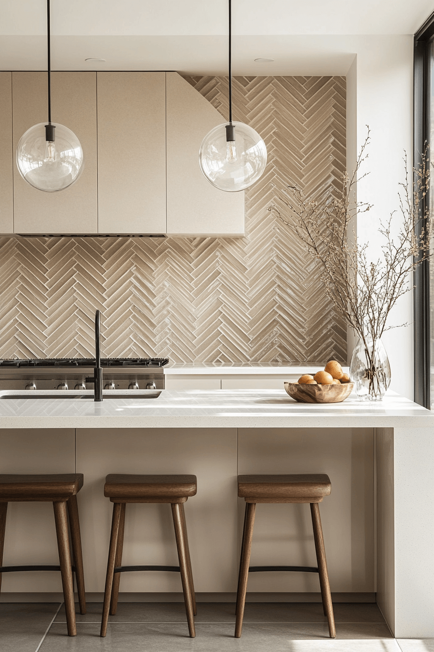 herringbone backsplash