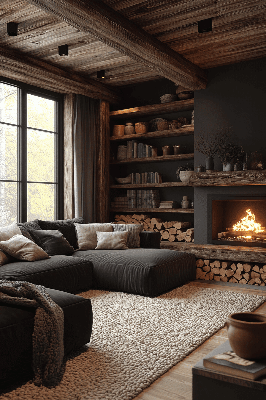 dark cottagecore living room