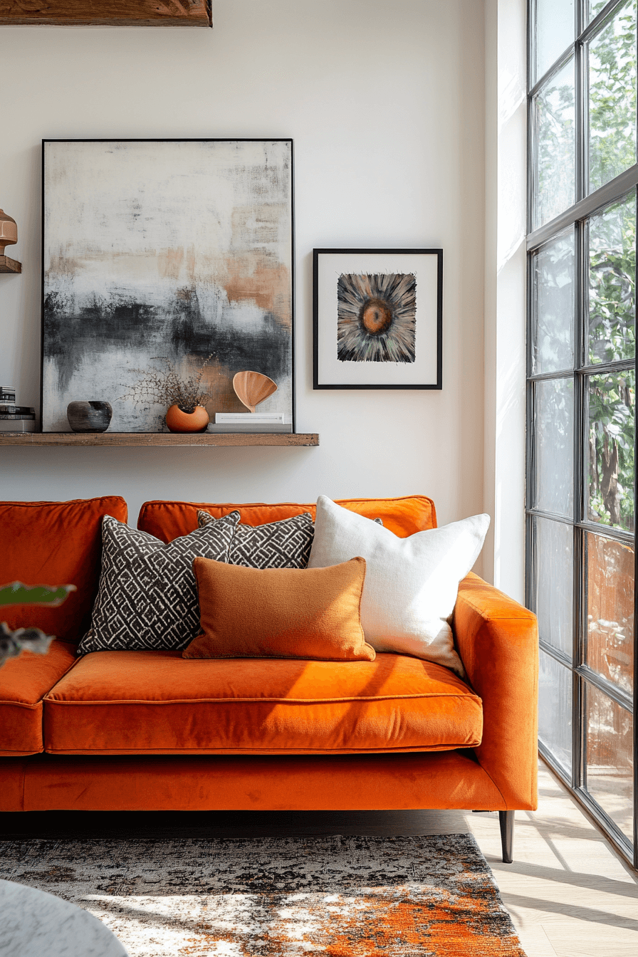 rust couch living room ideas