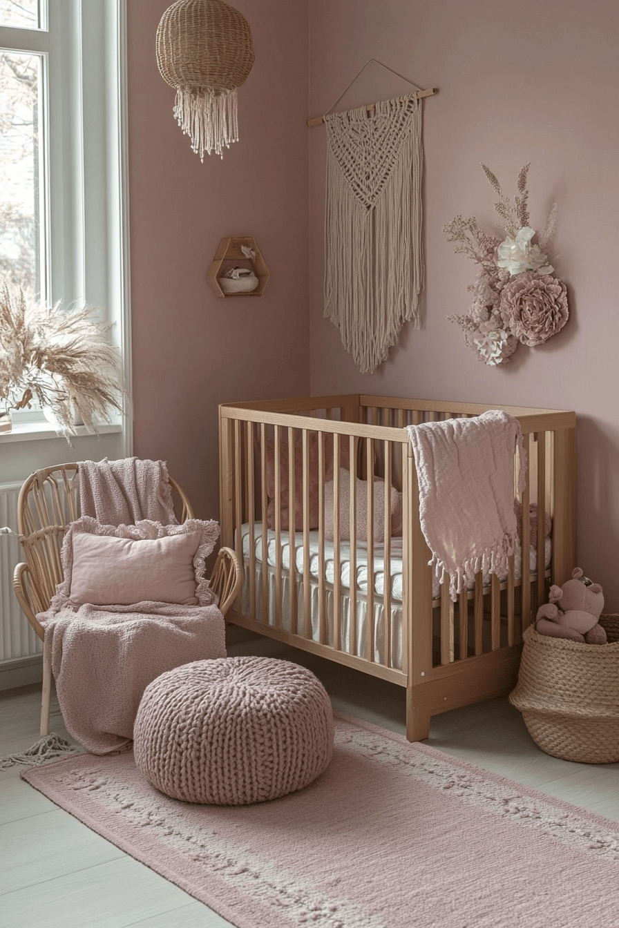 pink boho nursery