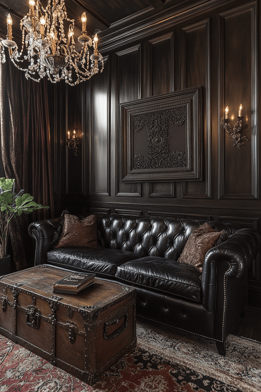 dark couch living room