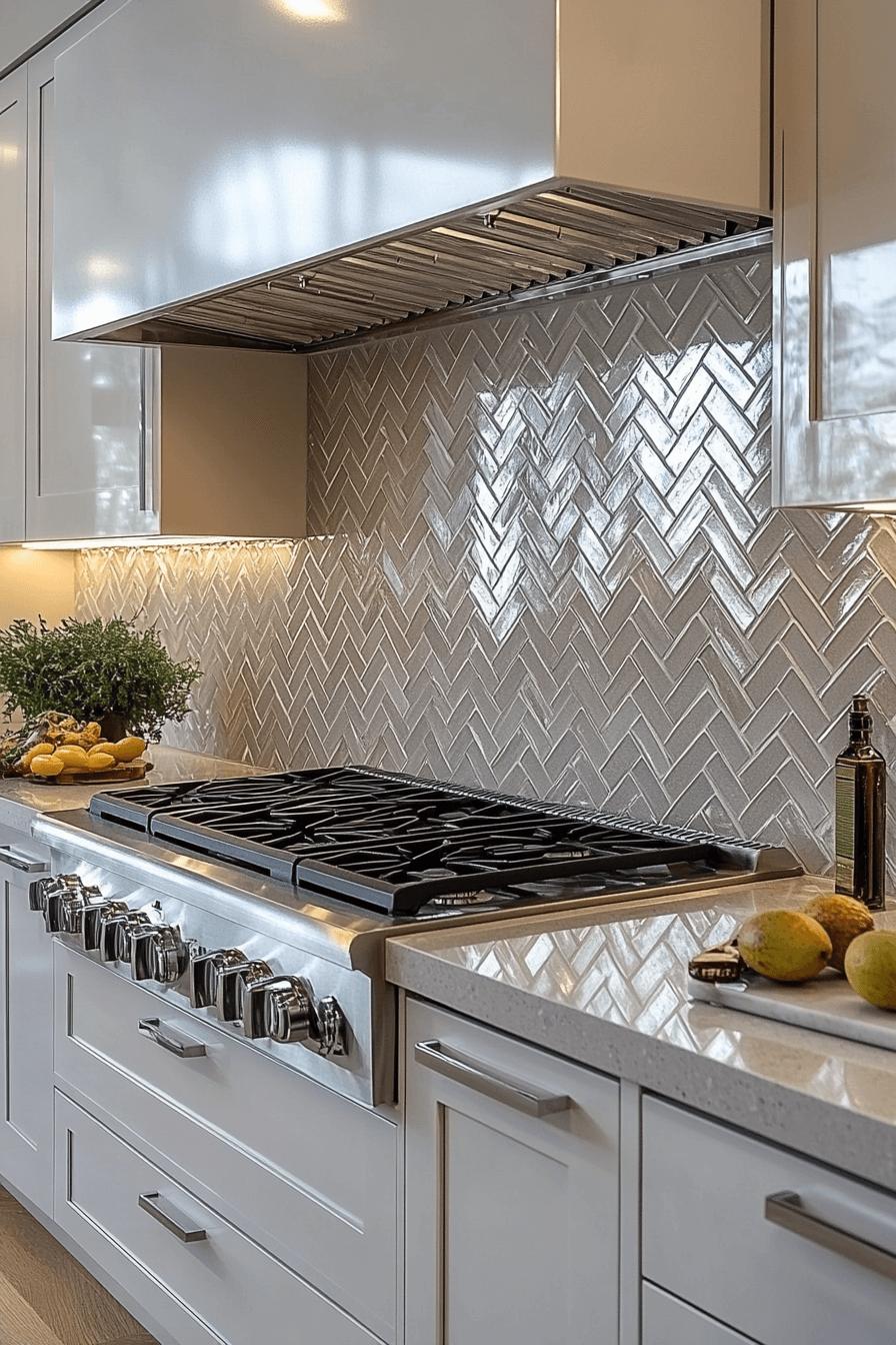 herringbone backsplash