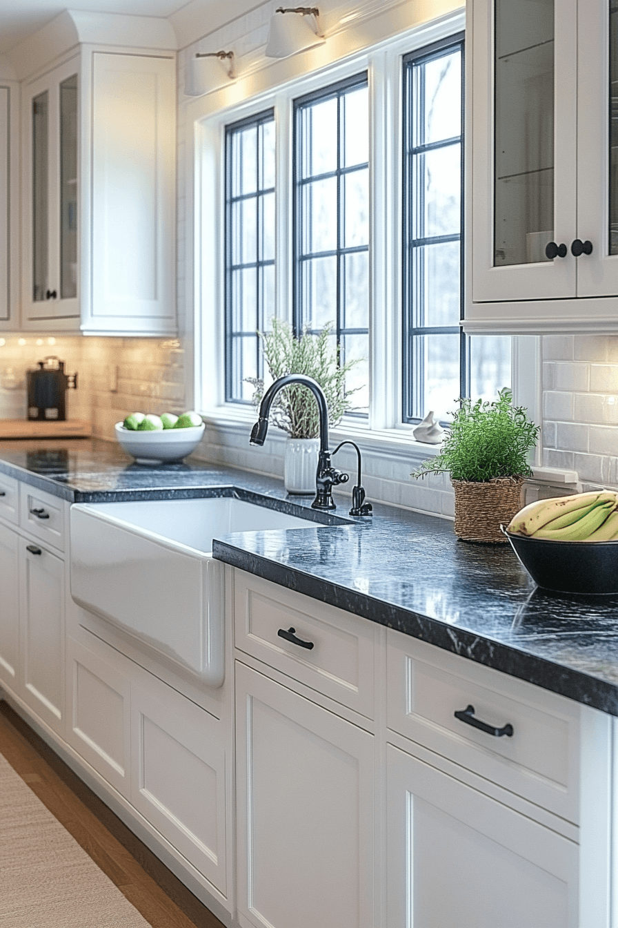 29 White Cabinets With Black Countertops That Bring Bold Contrast And ...