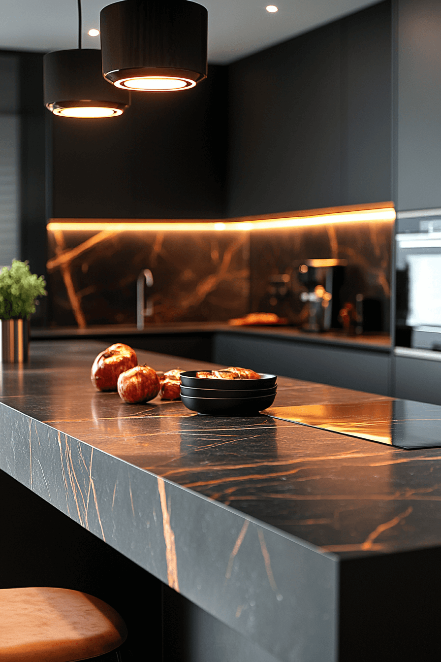 black marble countertops