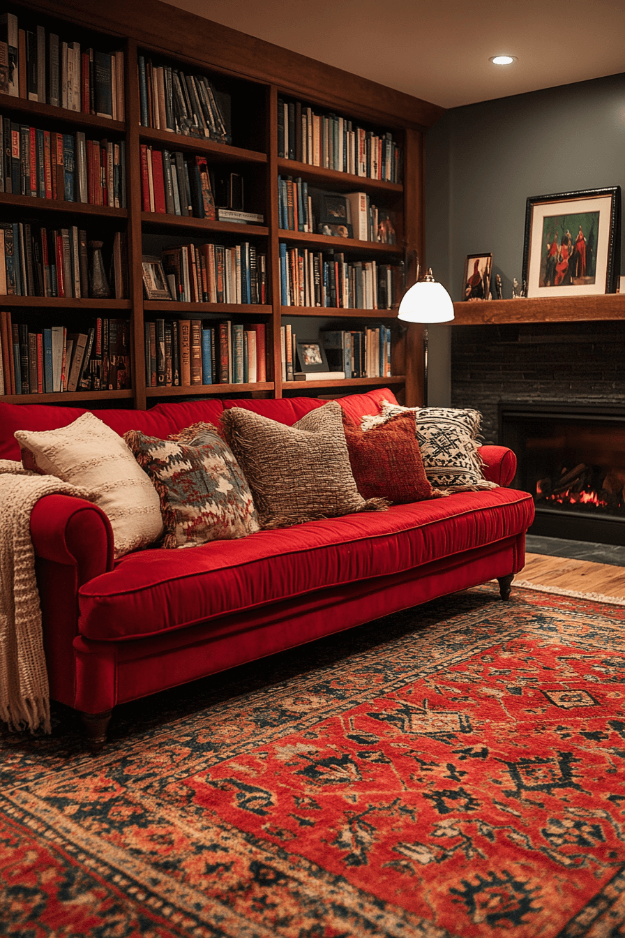 29 Red Couch Living Rooms That Bring Bold Style and Cozy Warmth 3 red couch living room