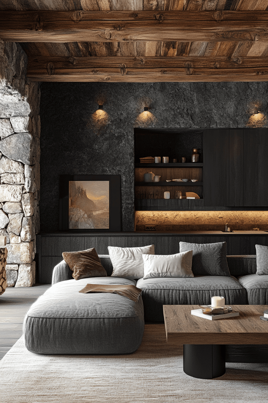 dark cottagecore living room