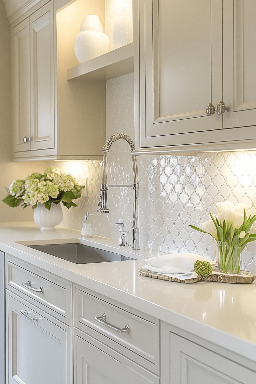 white backsplash kitchen