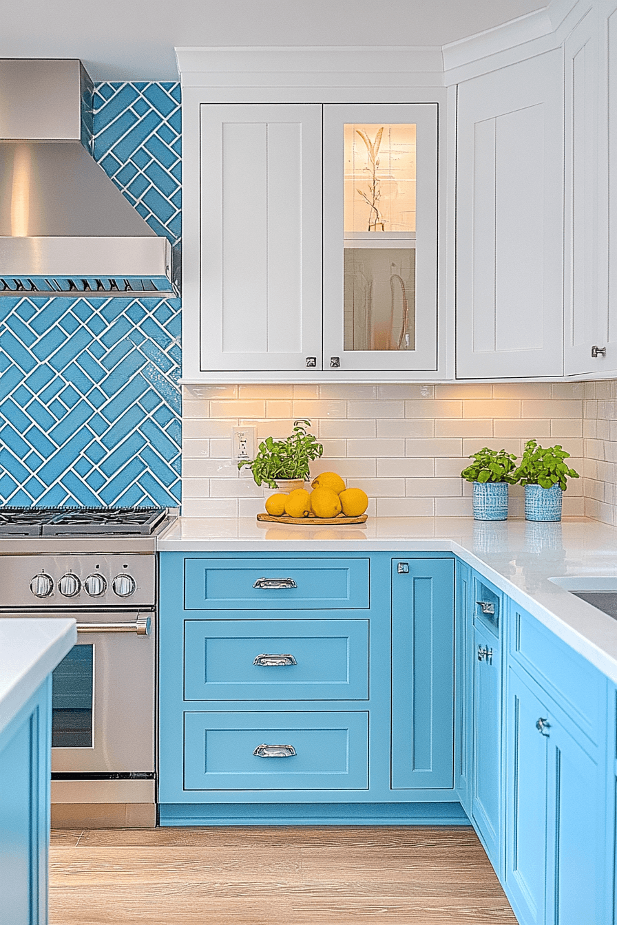 29 Blue and White Kitchen Cabinets That Bring Fresh Style and Lasting Charm 4 blue and white kitchen cabinets