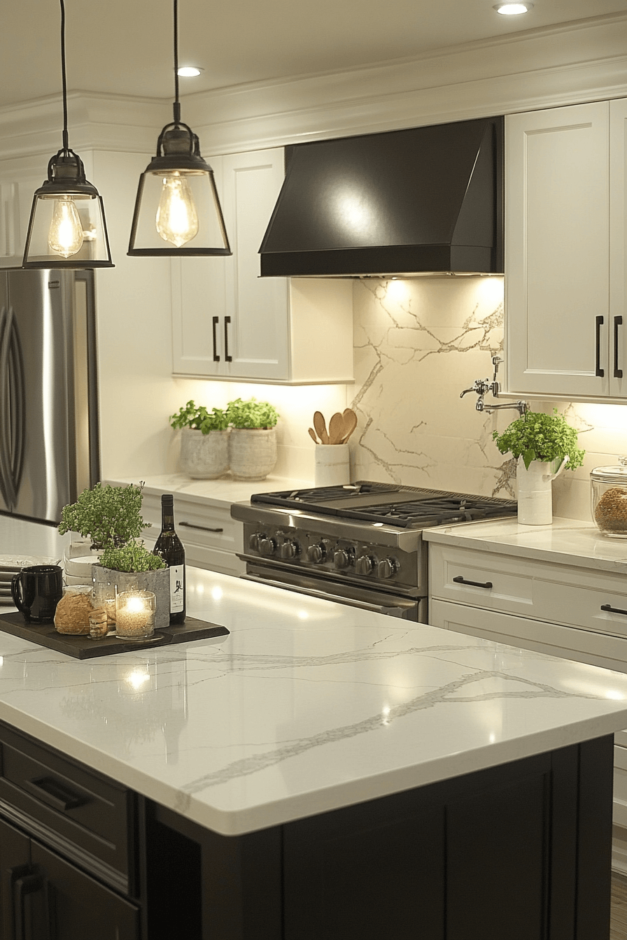 29 White Cabinets With Black Countertops That Bring Bold Contrast And ...