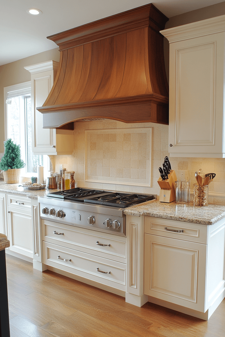 white and wood kitchen cabinets